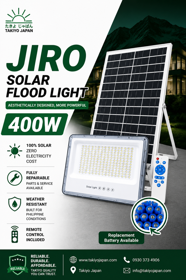 Jiro Repairable Solar Flood Lights with LiFePO4 Battery | Takiyo Japan