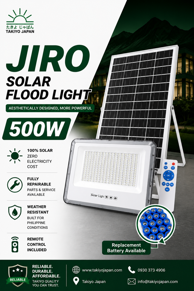 Jiro Repairable Solar Flood Lights with LiFePO4 Battery | Takiyo Japan