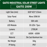 Gaito 200W, 300W, 400W & 500W Industrial Solar Street Lights