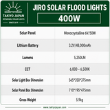 Jiro Repairable Solar Flood Lights with LiFePO4 Battery | Takiyo Japan
