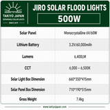 Jiro Repairable Solar Flood Lights with LiFePO4 Battery | Takiyo Japan