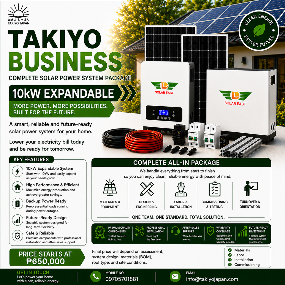 Takiyo Business 10kW Expandable Hybrid Solar Power System