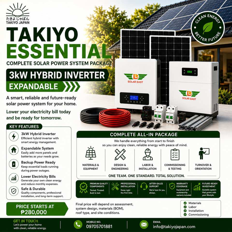 Takiyo Essential 3kW Expandable Hybrid Solar Power System