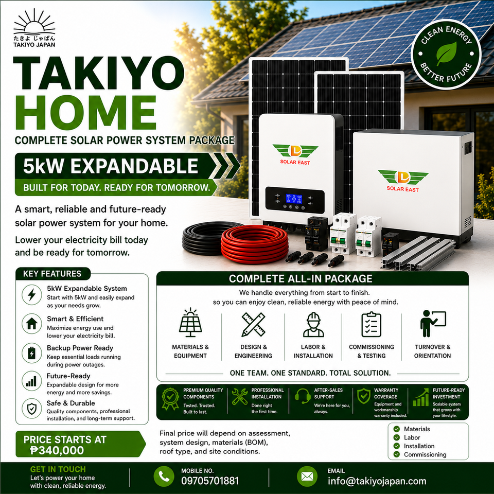 Takiyo Home 5kW Expandable Hybrid Solar Power System