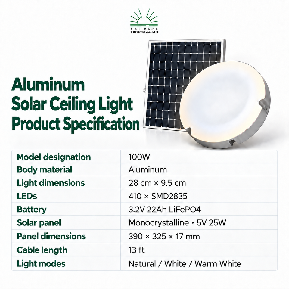 Maru Aluminum Solar Ceiling Light