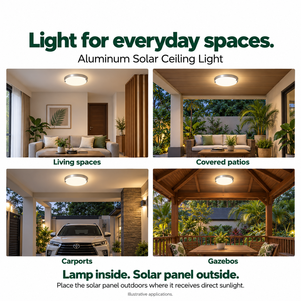 Maru Aluminum Solar Ceiling Light