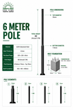 Takiyo 6-meter galvanized steel solar street light pole with base flange, anchor bolts and sectional design