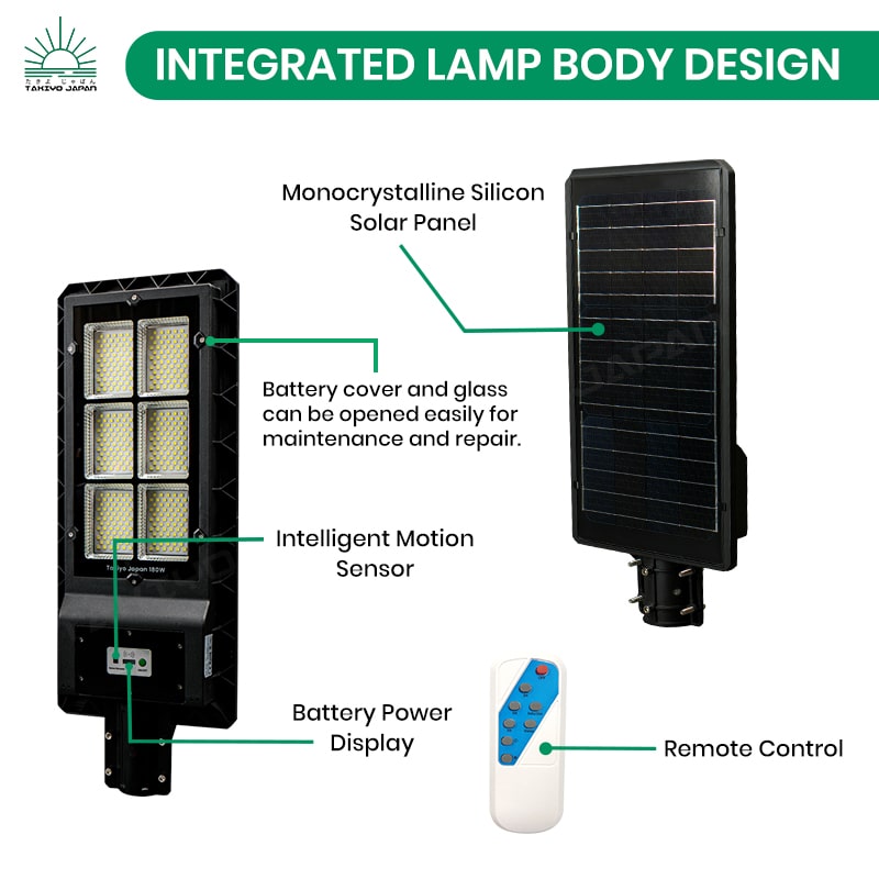 TAKIYO JAPAN™ New AKIRO 120W & 180W Monocrystalline Solar Street Lights [Bracket Not Included]